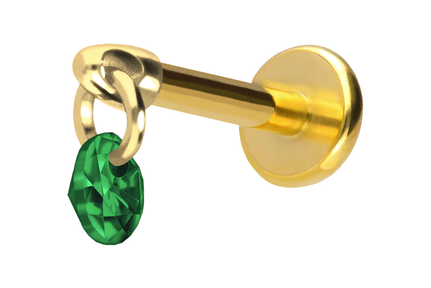 Titan Labret Piercing mit Push Fit RUNDER KRISTALL